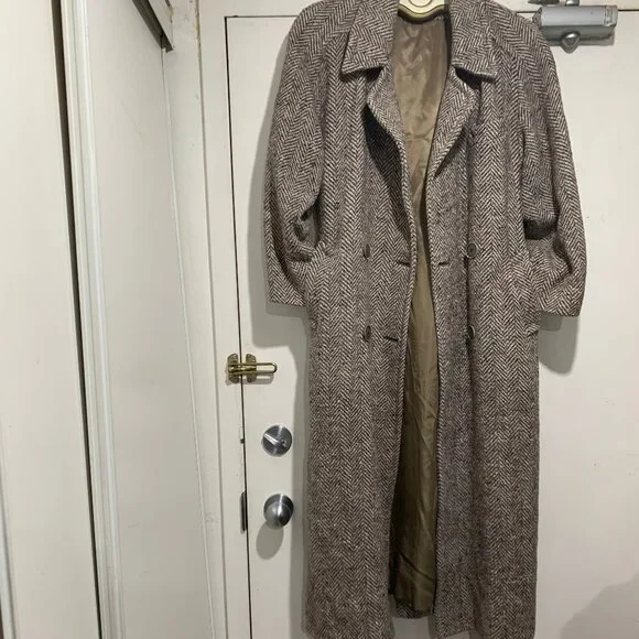 VINTAGE RAFFINATI TWEED DOUBLE BREAST TRENCH COATS SIZE  M/L - Picture 4 of 11